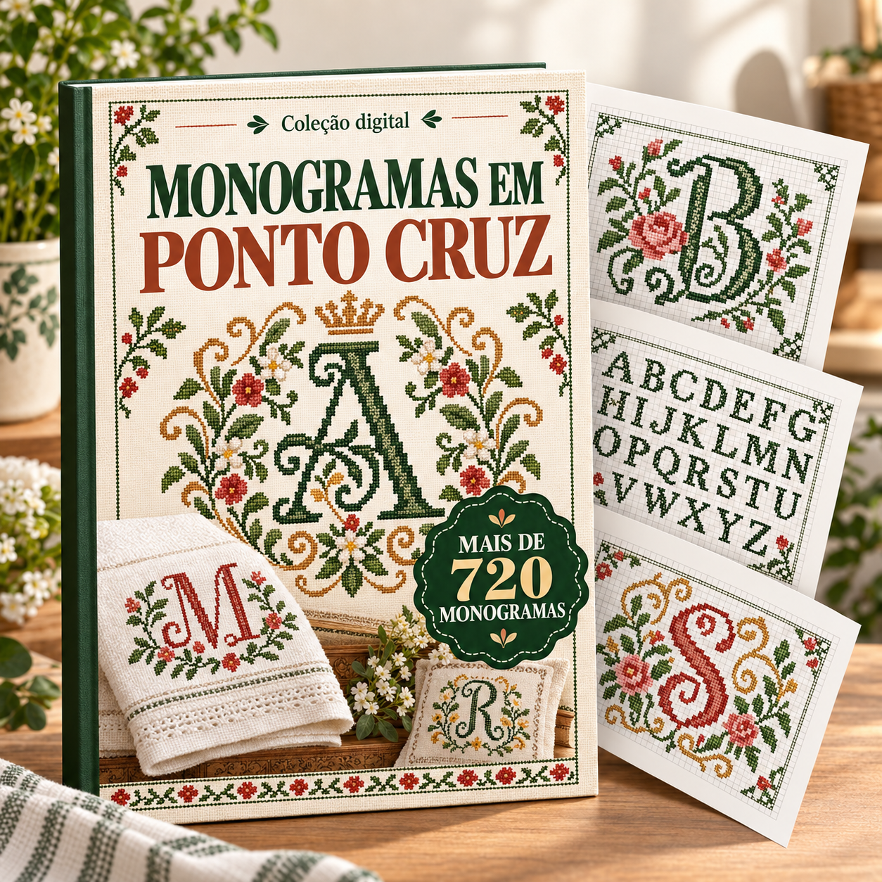 Capa ilustrativa da coleção Monogramas em Ponto Cruz
